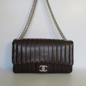 Chanel Classic Mademoiselle Ligne Brown Lambskin Flap Bag